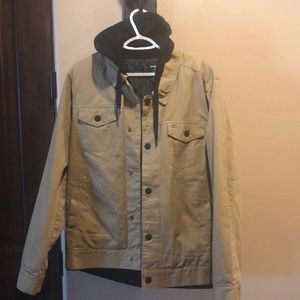 Hurley Mens M dark khaki, and black hoodie jacket